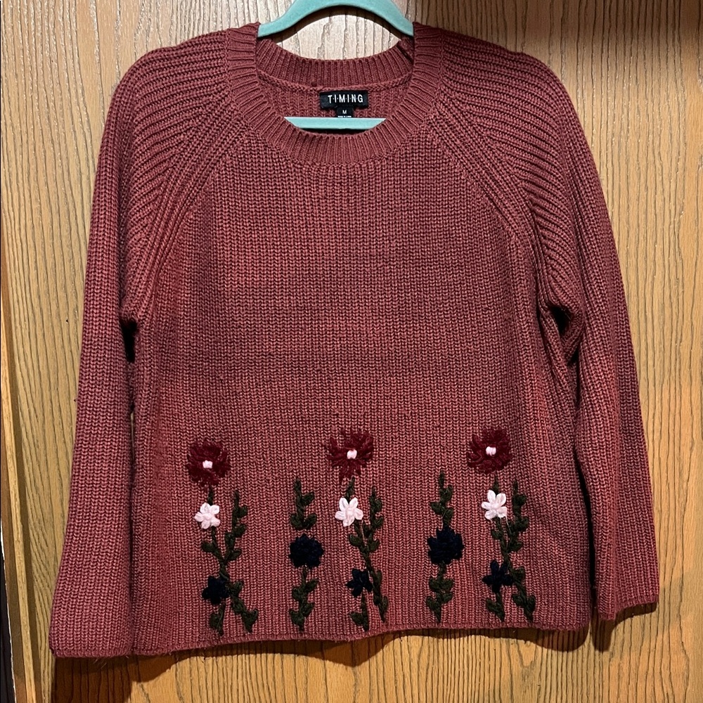 Timing purple/red knitted sweater size medium